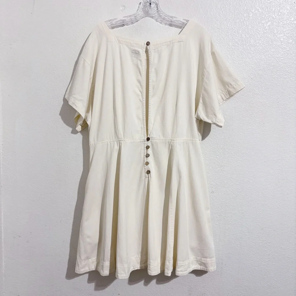 Free People Free-Est Breezy Chic Short Sleeve Mini Dress Wet Plaster Cream White - Picture 6 of 11